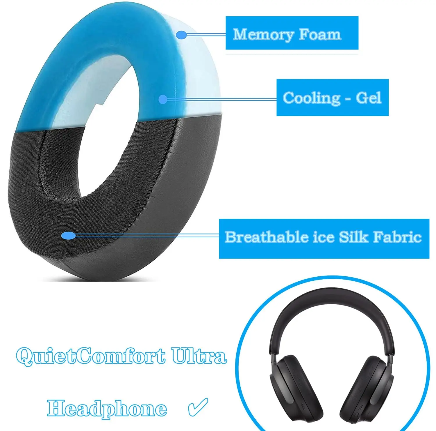 MOUDUNG Cooling Gel Ear Pads f - Bose Headphone Qc Ultra review and price