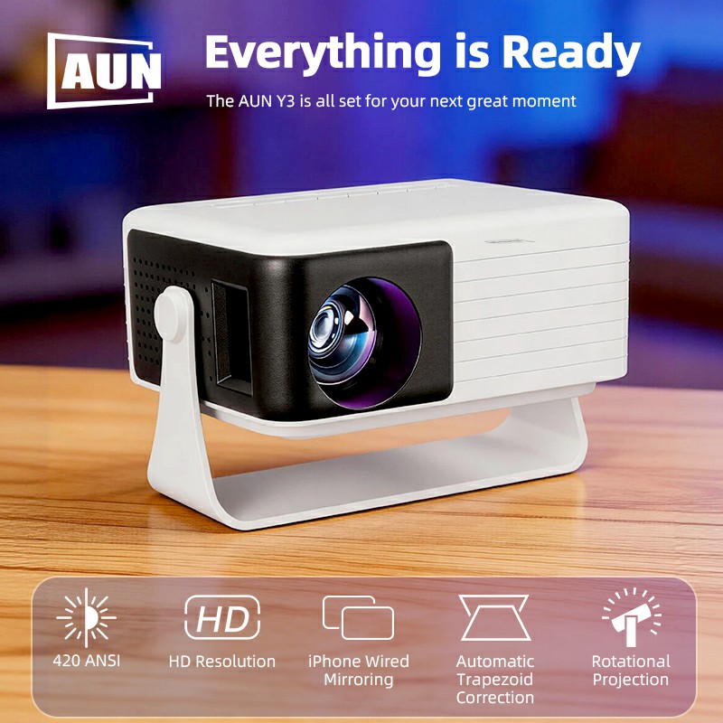 AUN Y3 Projector Portable Home - Home Cinema Cabasse review and price