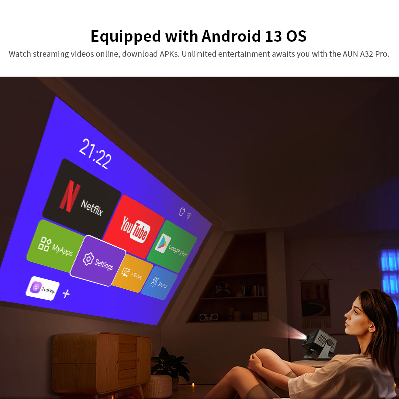 AUN A32 Pro Android 13 Project - Home Cinema Mini review and price